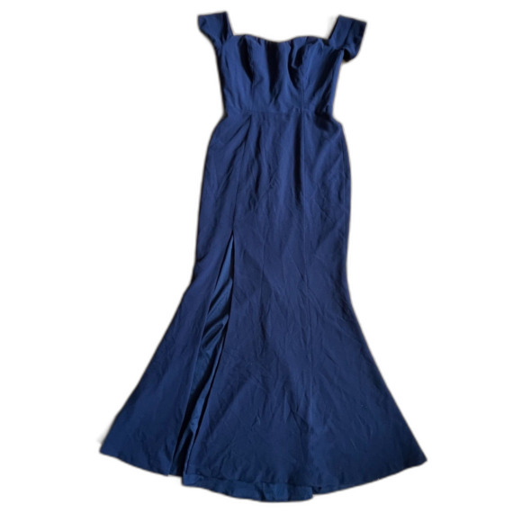 DRESS the POPULATION Blue Maxi Gown Dress Women's Size Medium - Picture 4 of 11